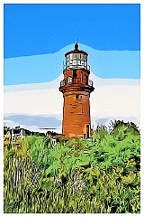 Aquinnah Lighthouse Tower on Martha's Vineyard - Digital Paintin